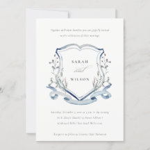 Elégant Fleur sauvage d'aquarelle bleu Mariage Cre