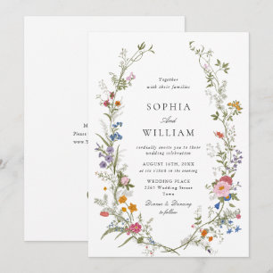 Invitation Elégant Fleur sauvage d'aquarelle Mariage