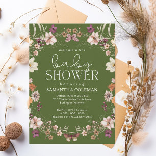 Invitation Élégant Fleur sauvage de Baby shower de la mousse 