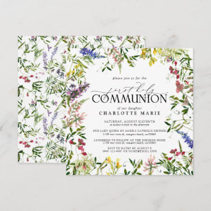 Invitation Élégant Fleur sauvage d'été Première sainte commun