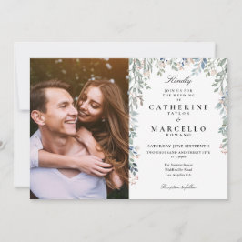 Invitation Élégant Fleur sauvage Floral Photo Mariage