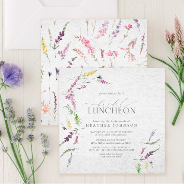 Invitation Élégant Fleur sauvage floral pour déjeuner nuptial (Créateur téléchargé)