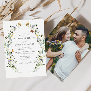 Invitation Élégant Fleur sauvage Meadow Photo Mariage