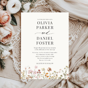 Invitation Elegant Fleur sauvage minimaliste Boho Mariage
