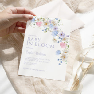 Invitation Élégant Fleur sauvage Pastel Baby dans douche fleu