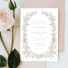 Invitation Élégant Fleur sauvage Pastel Flowers Mariage