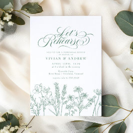 Invitation Élégant Fleur sauvage Printemps Vert Répétition Dî