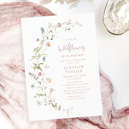 Invitation Elégant Fleur sauvage rose Baby shower Boho rustiq