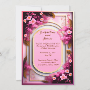 Invitation Élégant Fleur sauvage rose ovale