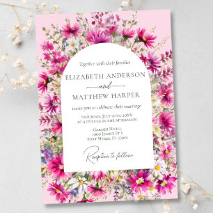 Invitation Élégant Fleur sauvage rose vif Mariage floral