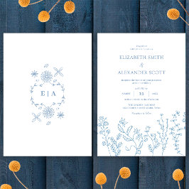 Invitation Élégant Fleur sauvage simple Mariage périphérique