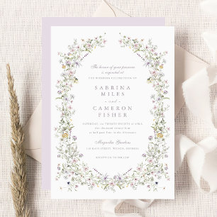 Invitation Élégant Fleur sauvage Wreath Blush Pink Mariage