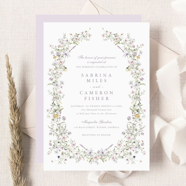 Invitation Élégant Fleur sauvage Wreath Blush Pink Mariage (Créateur téléchargé)