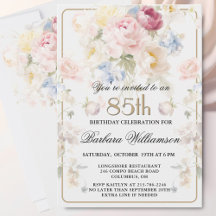 Élégant Fleurs Roses Peintes pour 85e Anniversaire