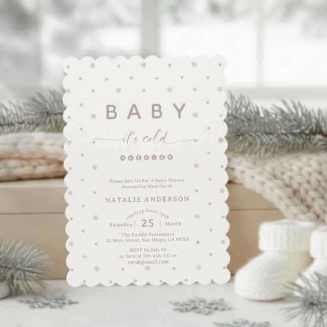 Invitation Élégant flocon de neige Il fait froid Baby shower  (Elegant Snowflake It's Cold Outside Baby Shower Invitation)