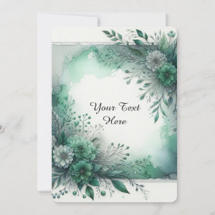 Invitation Élégant floral aquarelle vert émeraude