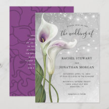 Élégant floral blanc et violet Calla Lily Mariage