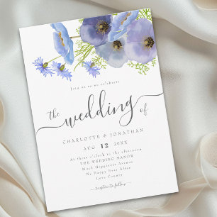 Invitation Élégant floral bohème bleu aquarelle pour mariage