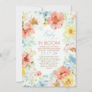 Invitation Élégant Floral Boho Bébé en Fleur Baby Shower