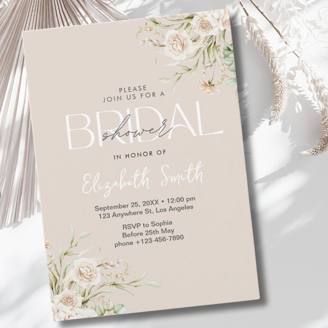 Invitation Elegant Floral Boho Bridal Shower (Créateur téléchargé)