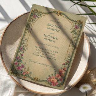 Invitation Élégant floral botanique vintage