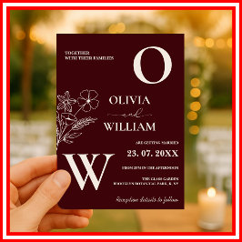 Invitation Elegant Floral Burgundy & Ivory Formal Wedding