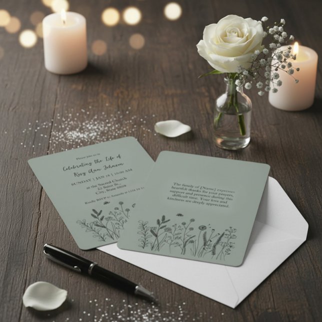 Invitation Elegant Floral "Celebrating the Life" Funeral (Créateur téléchargé)