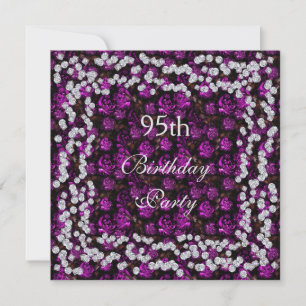 Invitation Élégant Floral & Diamants 95e Anniversaire