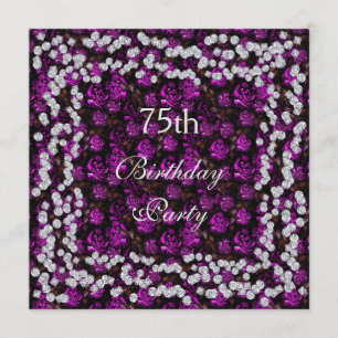 Invitation Elégant Floral & Diamonds 75e anniversaire