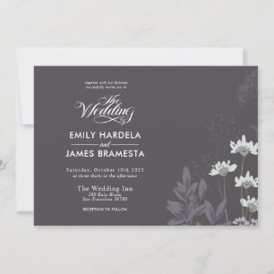 Invitation Élégant Floral et sombre Arrière - plan Mariage bu