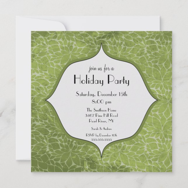 Invitation Elegant Floral Holiday Christmas Party Invite (Devant)