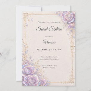 Invitation Élégant floral iridescent Sweet 16
