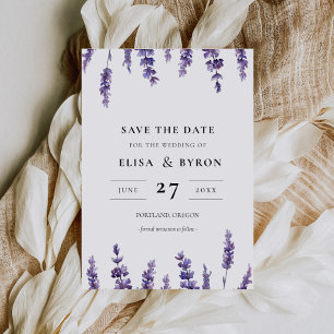Invitation Élégant floral lavande Enregistrer la date