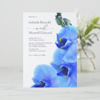 Invitation Élégant Floral Love Blue Orchids Mariage