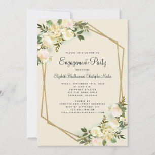 Invitation Élégant floral mariage or fiançailles party