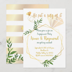 Invitation Élégant Floral Moderne Chic Engagement Party