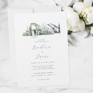 Invitation Élégant floral montagne Mariage
