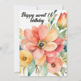 Invitation Élégant Floral & Parties scintillant Sweet 16e ann