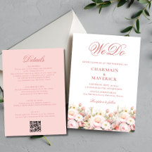 Élégant Floral Pink QR code Budget Mariage