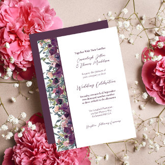 Invitation Élégant floral | Purple Mariage Garland