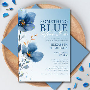 Invitation Élégant Floral Quelque chose de bleu Fête des mari