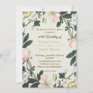 Invitation Elégant Floral Romantic Wreath Design Mariage
