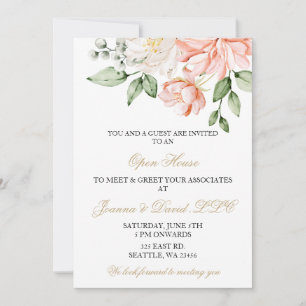 Invitation Élégant Floral Rose Entreprise Soirée d'entreprise
