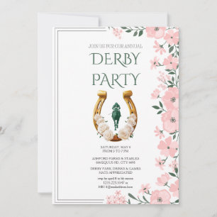 Invitation Elégant floral rose et fer à cheval doré Kentucky
