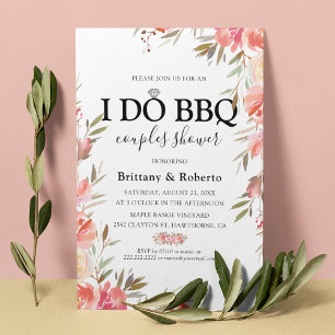 Invitation Élégant floral rose I Do BBQ Shower de couple