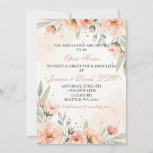Invitation Élégant Floral Rose Tendre Affaires Entreprise Fêt