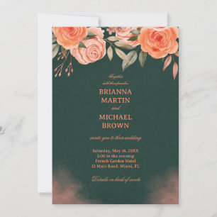 Invitation Élégant floral vert foncé