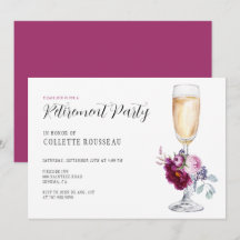 Élégant Floral Vin Verre Retraite Party Invitat