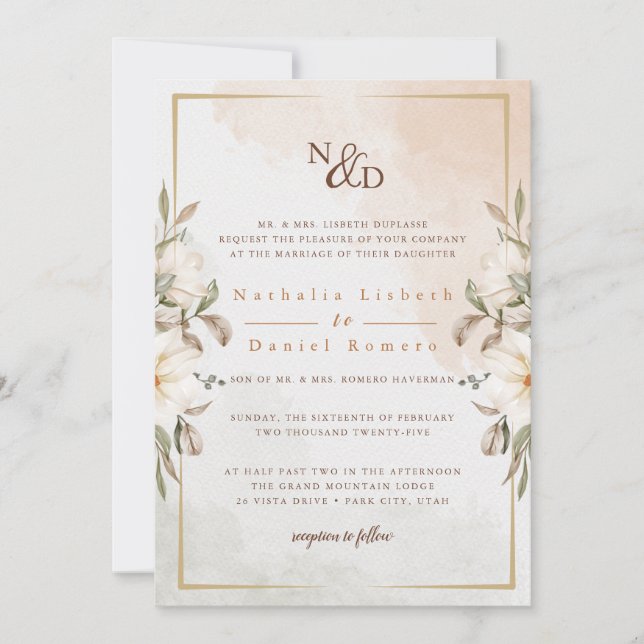 Invitation Elegant Floral Wedding (Devant)