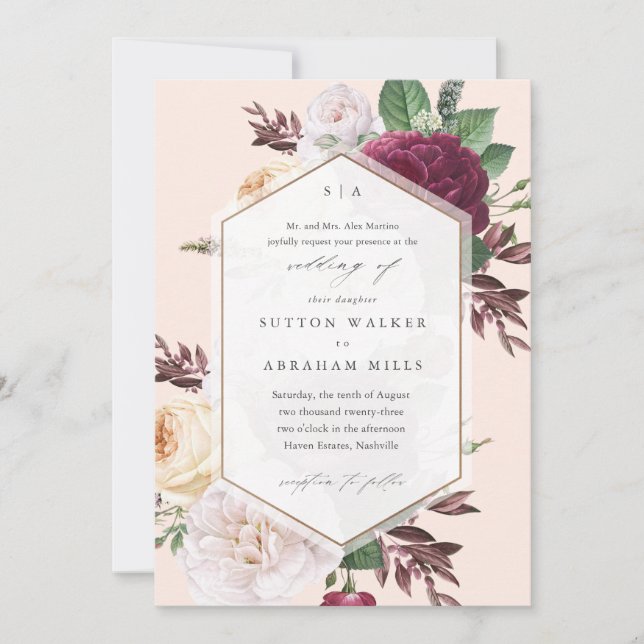 Invitation Elegant Floral Wedding (Devant)